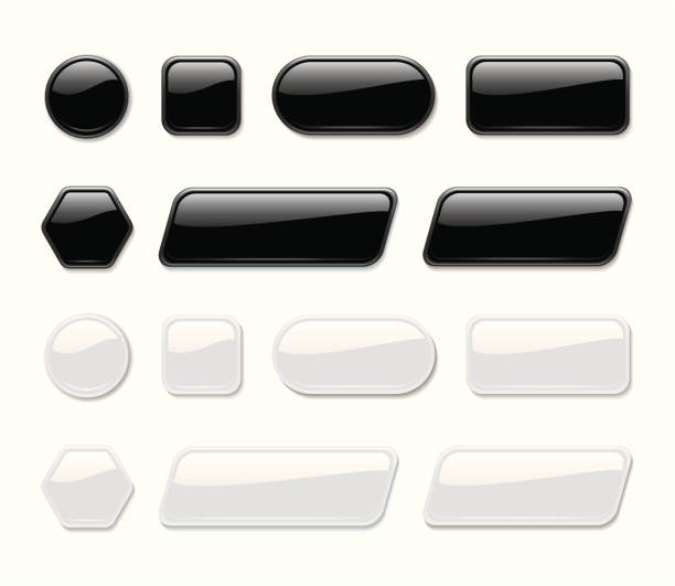Glossy Buttons ( Black & White ) An illustration of web & internet glossy button set for your web page, presentation, & design products. honeycombs clip art stock illustrations