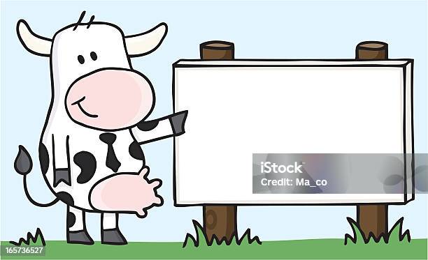 Lächeln Kuh Zeigt Auf Leere Schild Stock Vektor Art und mehr Bilder von Angeberei - Angeberei, Comic - Kunstwerk, Comic - Publikation