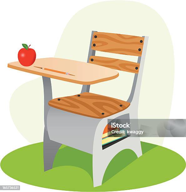 Schoolschreibtisch Stock Vektor Art und mehr Bilder von Schreibtisch - Schreibtisch, Bildung, Apfel