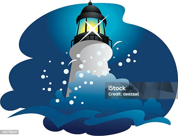 Farol E Ondas A Estoirar - Arte vetorial de stock e mais imagens de Farol - Estrutura construída - Farol - Estrutura construída, Partir, Descoberta