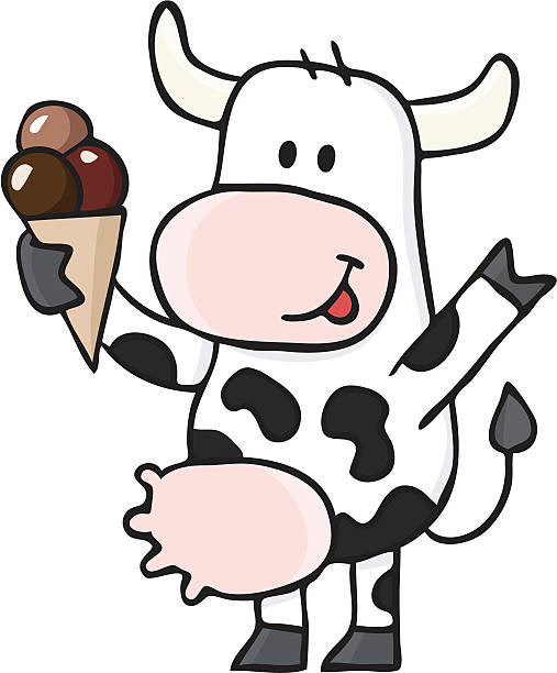 Vaca historieta/icecream está fabricado a partir de leche - ilustración de arte vectorial