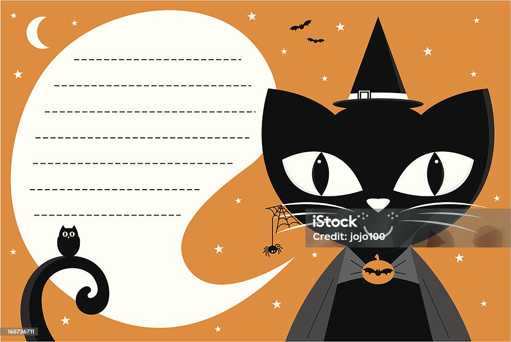 De sorcière d'Halloween chat invitons - clipart vectoriel de Enfant libre de droits