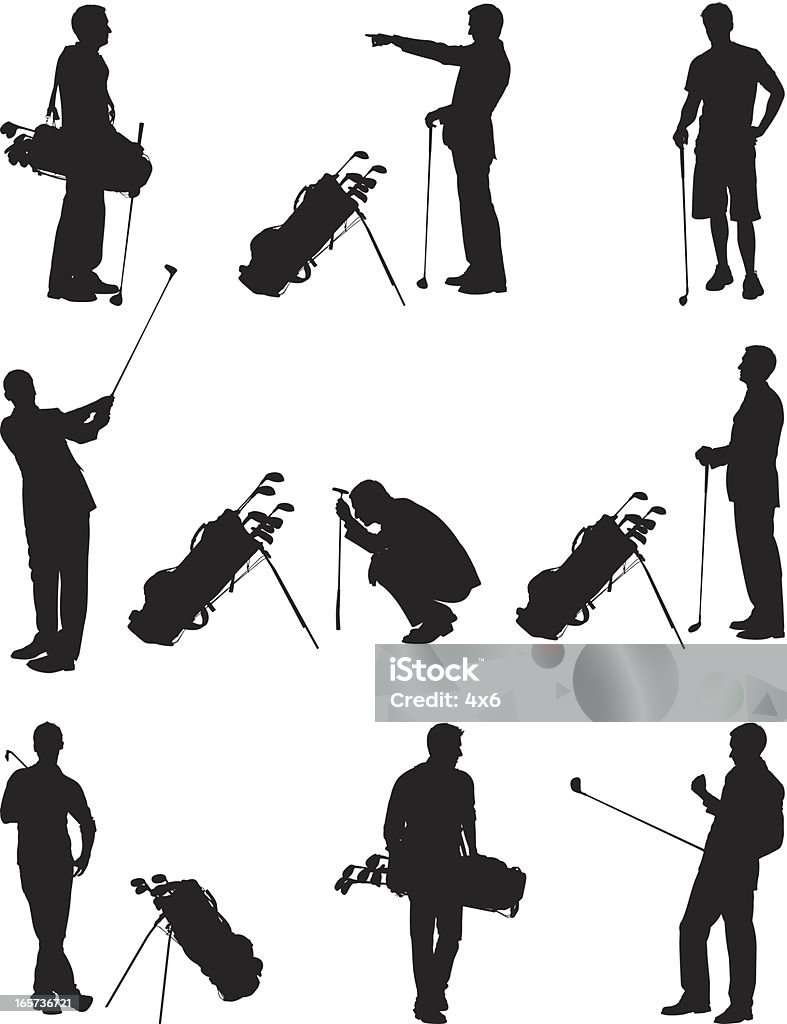 Golfers with golf clubs Golfers with golf clubshttp://www.twodozendesign.info/i/1.png Golf Caddie stock vector