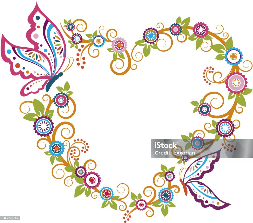 Butterfly Floral Heart Shaped Frame Butterfly floral heart shaped frame Butterfly - Insect stock vector