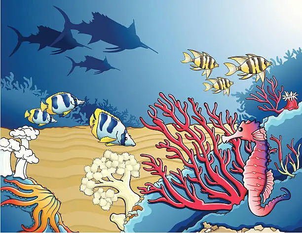 Vector illustration of Sea fauna / Tropical fishes