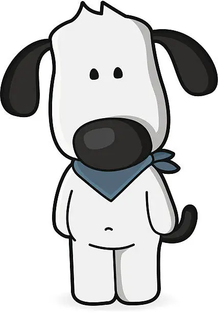 Vector illustration of cartoon Dog stands with neckerchief