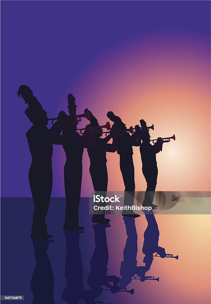 Tromba giocatori-Banda che marcia sfondo - arte vettoriale royalty-free di Banda che marcia
