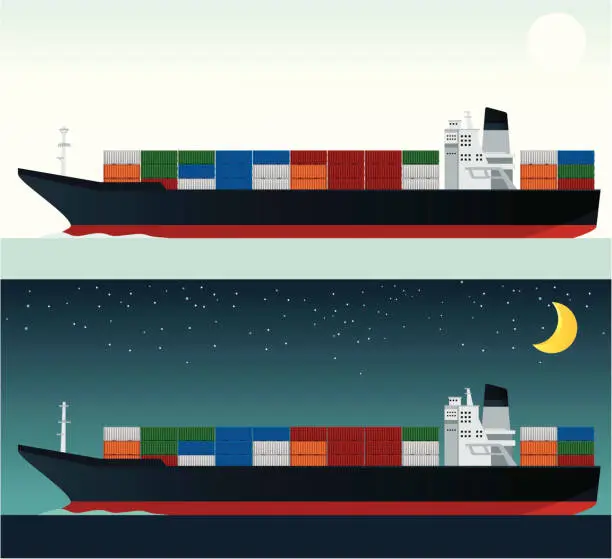 Vector illustration of Cargo Ship