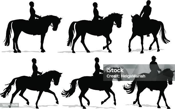 Dressage Horse And Rider Silhouette Set Stock Illustration - Download Image Now - Horse, In Silhouette, Riding