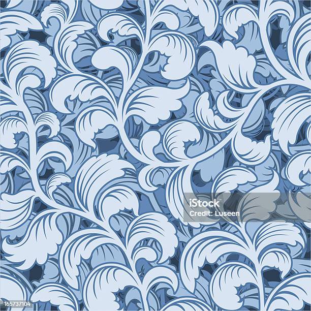 Organic Pattern Blue Blue Organic Leaf Pattern Stock Illustration - Download Image Now ...