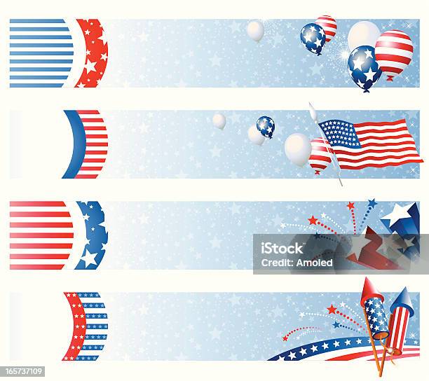 Fourth Of July Decorative Banners Stock Illustration - Download Image Now - Firework Display, American Flag, Backgrounds