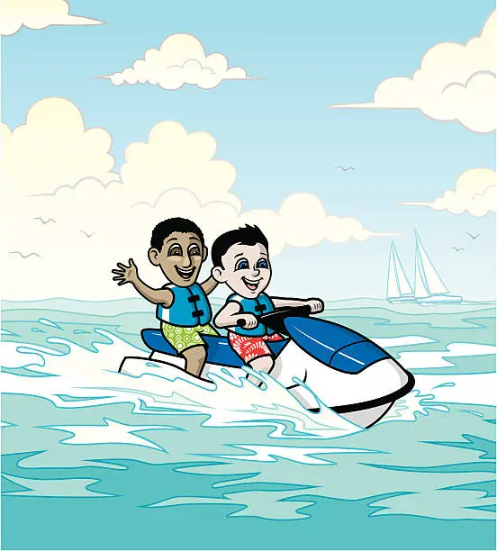 Vector illustration of Jet Ski Boys