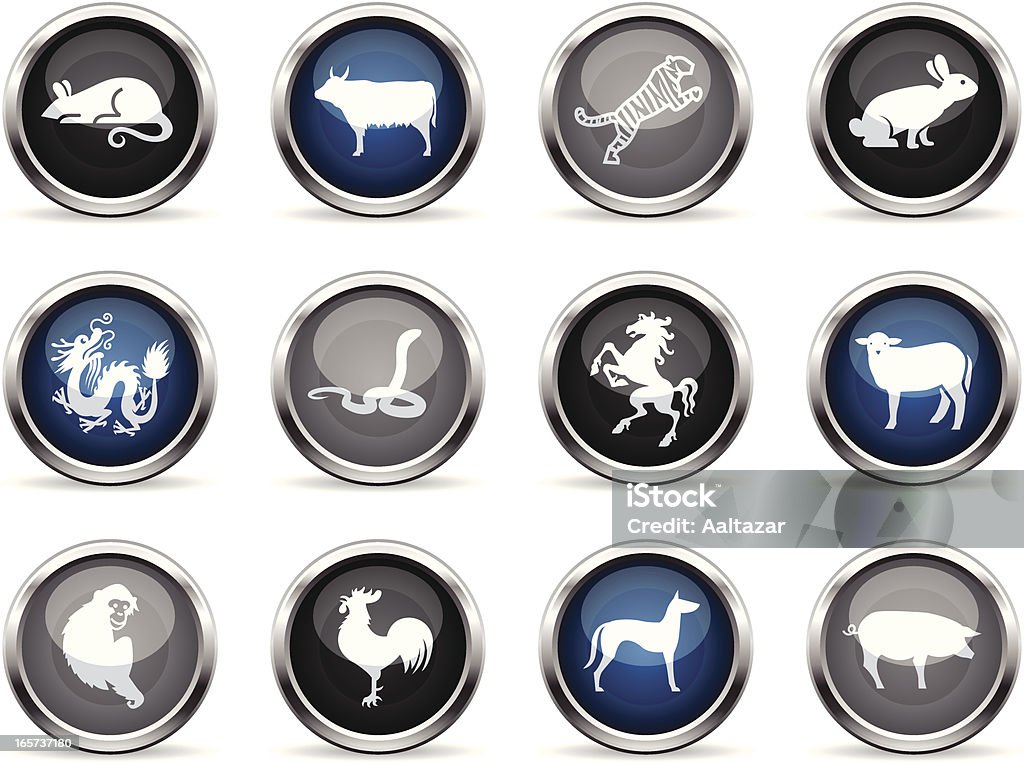 Supergloss Icons-Chinese Zodiac - Lizenzfrei Chinesisches Sternzeichen Vektorgrafik