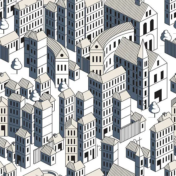 Vector illustration of buildings - seamless pattern