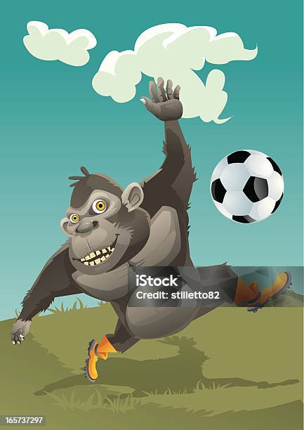 Macaco Antropoide De Futebol - Arte vetorial de stock e mais imagens de Macaco antropoide - Macaco antropoide, Alegria, Animal