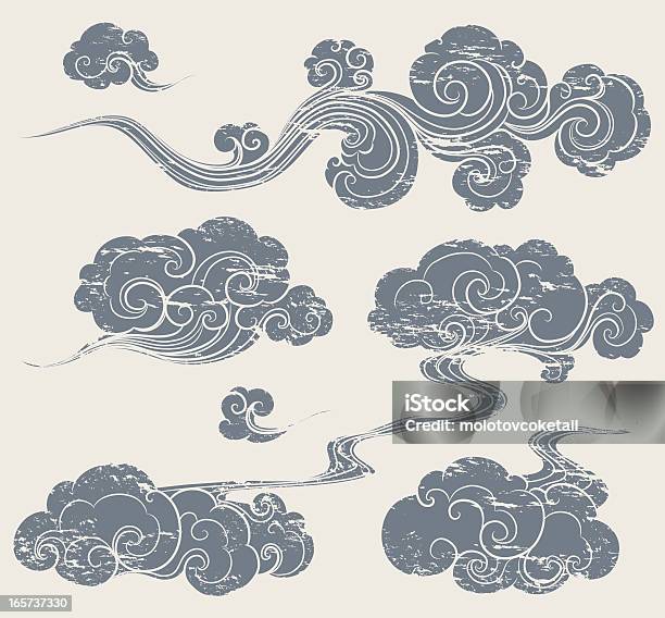 Grunge Oriental Cloud Stock Illustration - Download Image Now - Cloud - Sky, Chinese Culture, Illustration