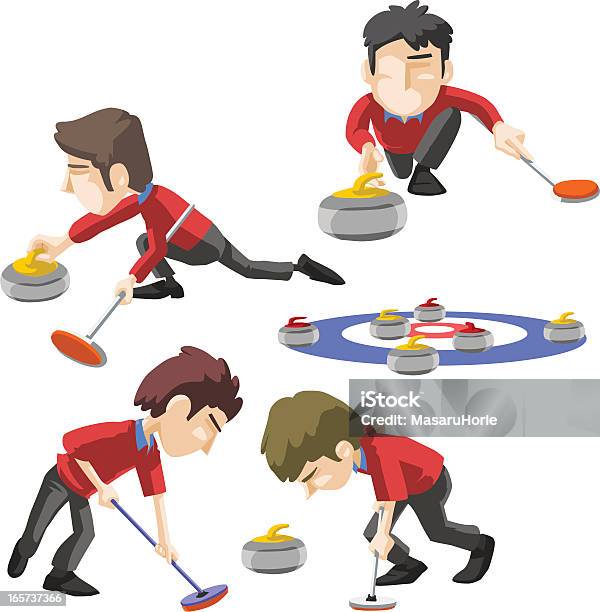Curling Actions Stockvectorkunst en meer beelden van Curling - Curling, Sport, Spelen