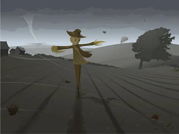 Vector illustration of Scarecrow in a Storm