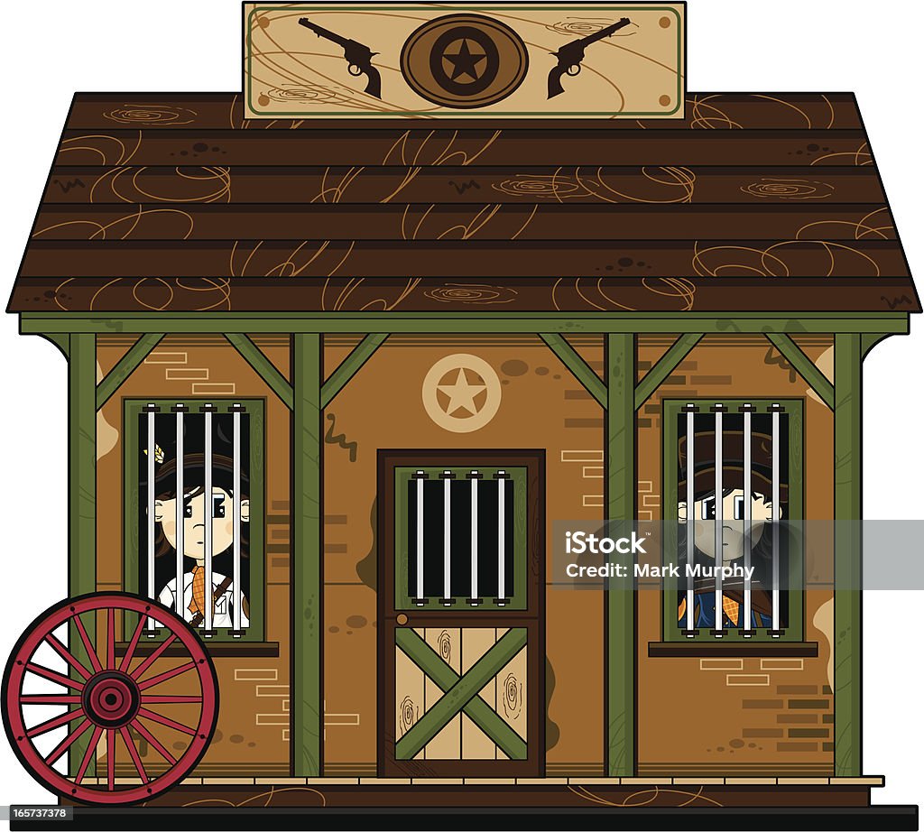 Cowboy Western casa di detenzione - arte vettoriale royalty-free di Esterno di un edificio