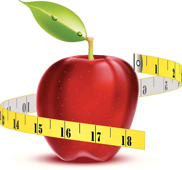 Vector illustration of Apple with tape measure - VECTOR