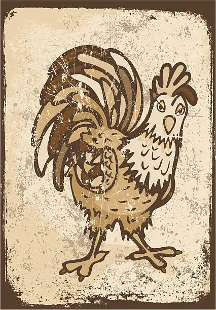 Vector illustration of Grunge Cock