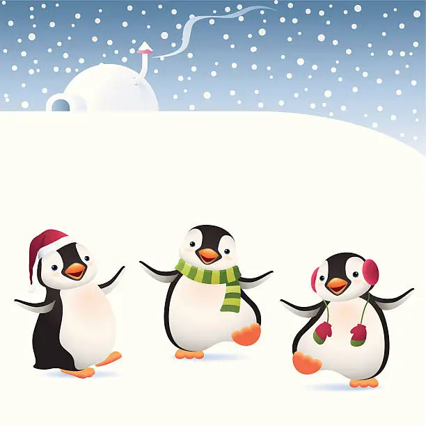Vector illustration of Winter Penguins