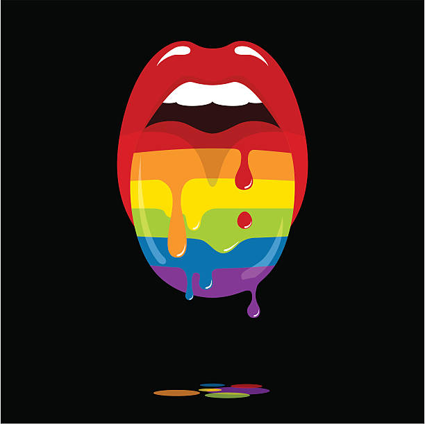 illustrazioni stock, clip art, cartoni animati e icone di tendenza di arcobaleno - homosexual human lips lesbian rainbow