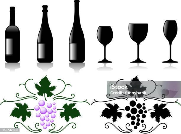 Вино Набор Материалов — стоковая векторная графика и другие изображения на тему Алкоголь - напиток - Алкоголь - напиток, Без людей, Бокал для шампанского