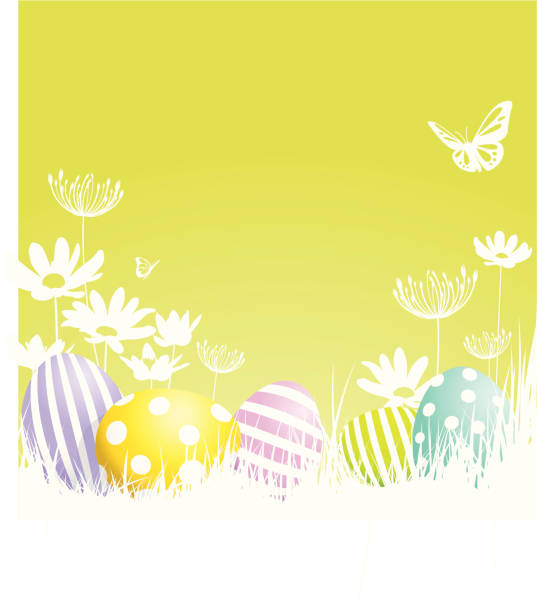 Illustration of painted Easter eggs on a spring background vector art illustration