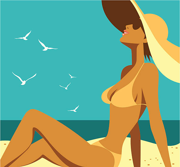 夏ます。 - bikini sunbathing beach women点のイラスト素材／クリップアート素材／マンガ素材／アイコン素材