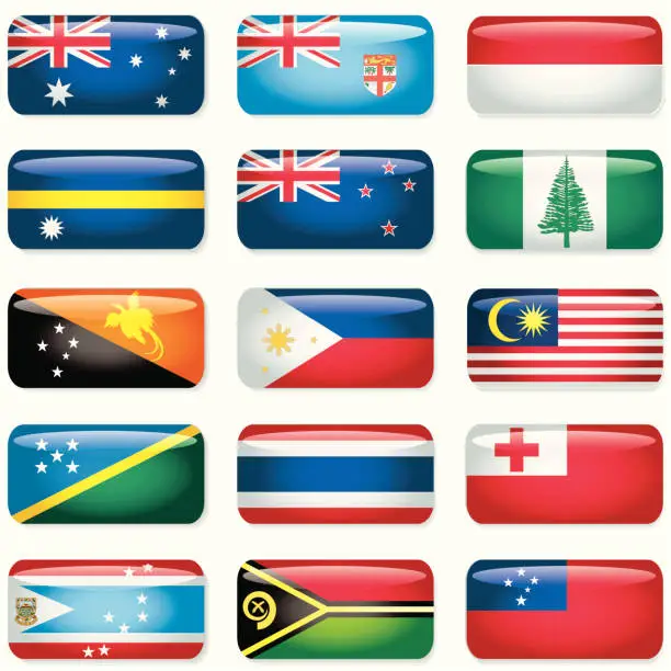 Vector illustration of Australia -NZ and Sth Pacific Rectangular Flags