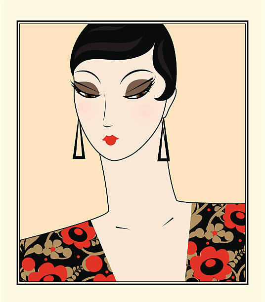 Portrait of retro woman Portrait of retro woman, Art Deco stylization. art deco illustrations stock illustrations