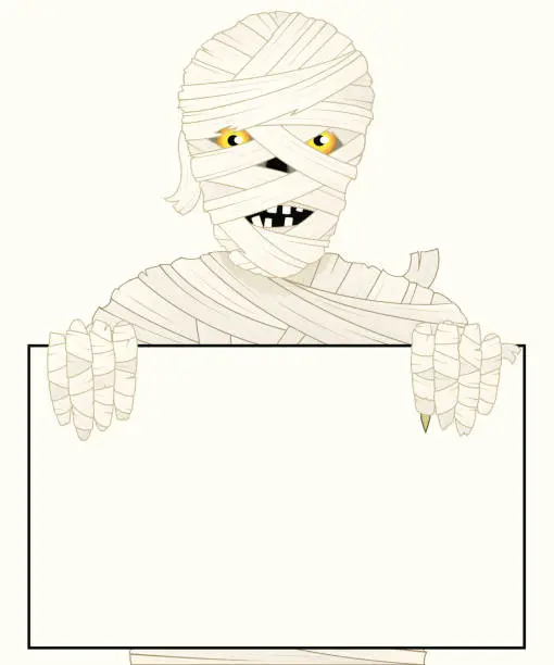 Vector illustration of Mummy with Sign