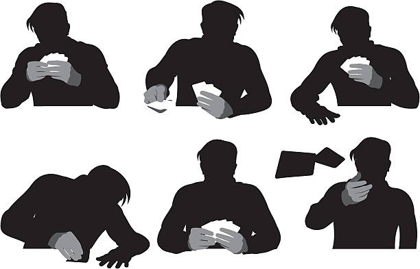 Card Player Silhouetted card player texas hold em illustrations stock illustrations
