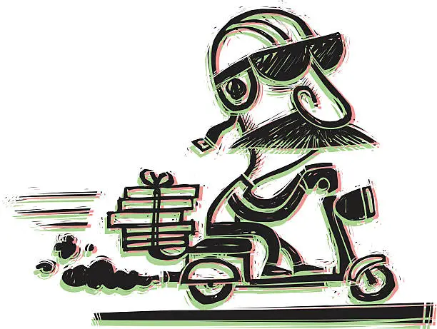 Vector illustration of Scooter Delivery