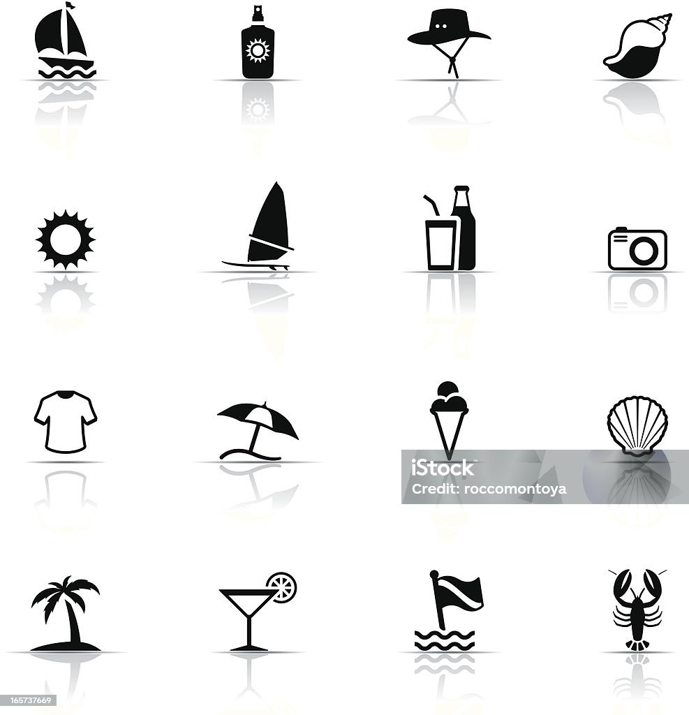 Icon-Set, Strand und Urlaub - Lizenzfrei Windsurfen Vektorgrafik