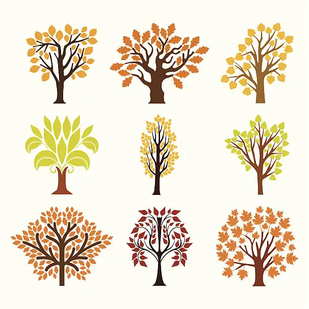 Vector illustration of Fall trees