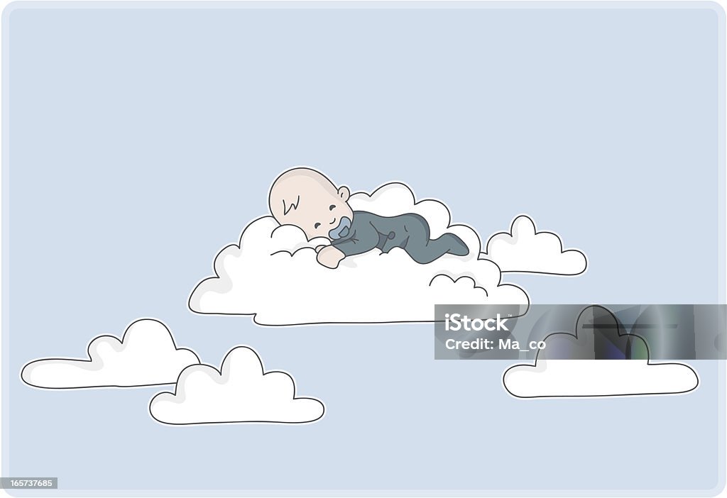 Neugeborenes baby boy schläft in den Wolken - Lizenzfrei Baby Vektorgrafik
