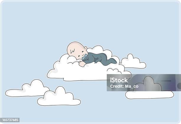 Neugeborenes Baby Boy Schläft In Den Wolken Stock Vektor Art und mehr Bilder von Baby - Baby, Kindheit, Wolke