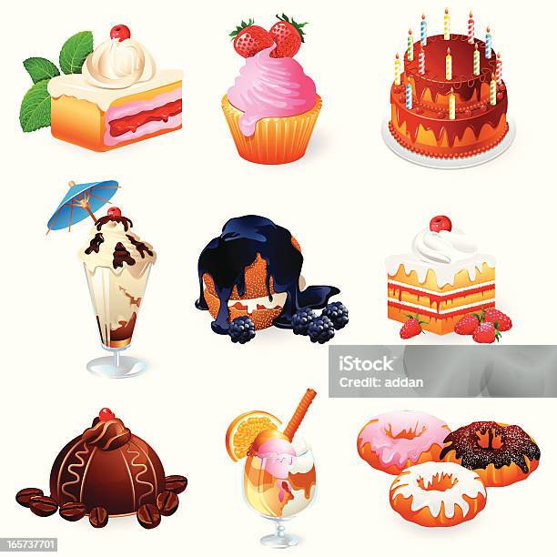 Ikony Słodkie Jedzenie Serii 3d - Stockowe grafiki wektorowe i więcej obrazów Lody - Lody, Bez ludzi, Białe tło