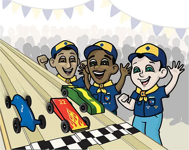 Vector illustration of Pinewood Derby Race
