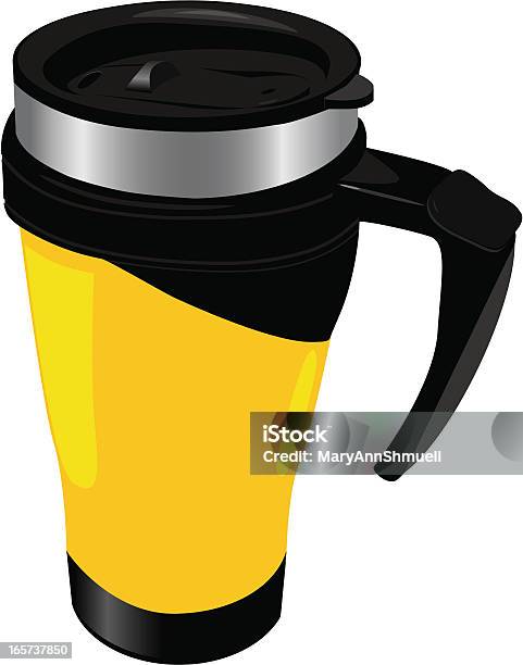 Caneca De Viagem - Arte vetorial de stock e mais imagens de Amarelo - Amarelo, Aço Inoxidável, Bebida