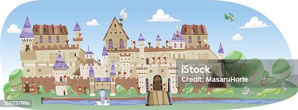 Big Castle Bei Tag Stock Vektor Art und mehr Bilder von Schlossgebäude - Schlossgebäude, Illustration, Mittelalterlich