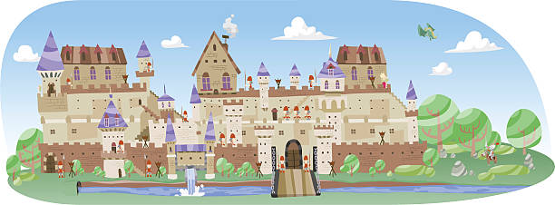 ilustrações de stock, clip art, desenhos animados e ícones de grande castelo em dia hora - castle honor guard protection security guard