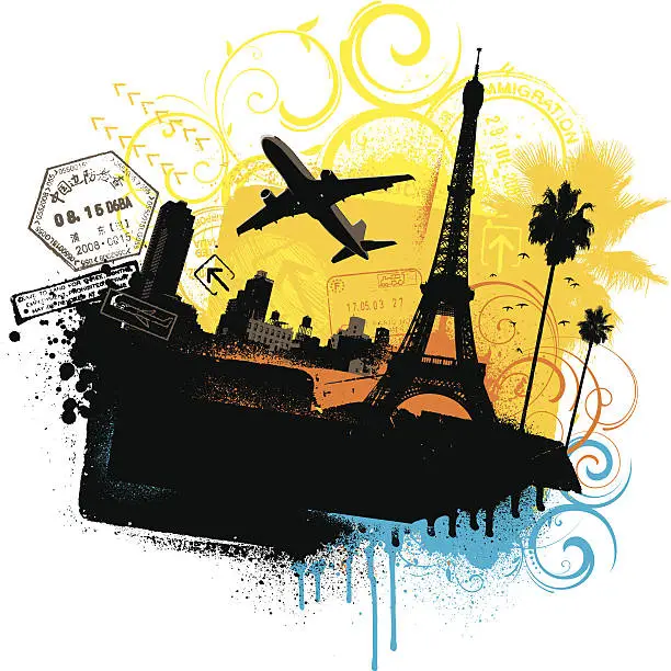 Vector illustration of Grunge travel background