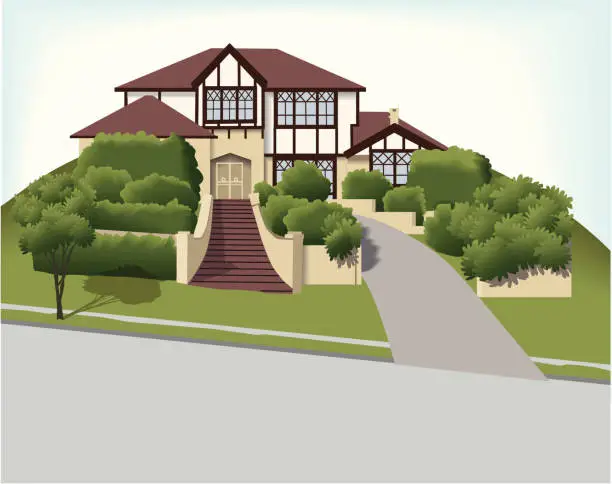 Vector illustration of Big house - Tudor style