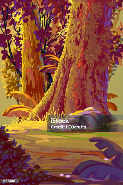 Beautiful Autumn Landscape Stock Illustration - Download Image Now - Painterly Effect, Tree, Art And Craft