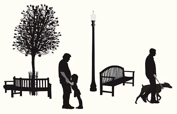 Vector illustration of Community Park Vector Silhouette