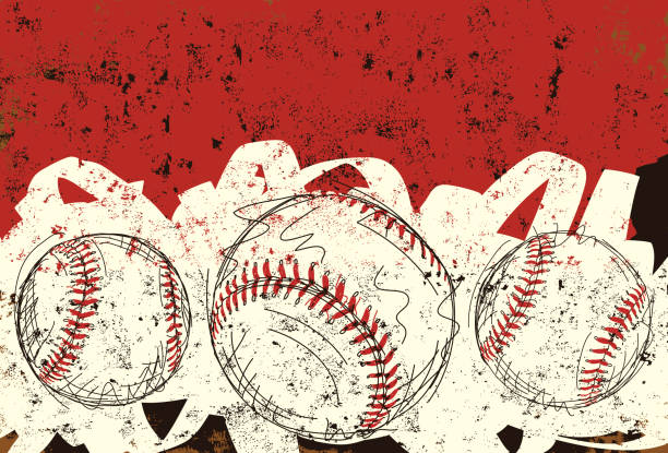 three baseballs Sketchy, hand drawn baseballs over an abstract background.The background extends outside the square clipping mask. To edit, select the background and go to OBJECT-> CLIPPING MASK-> EDIT CONTENTS OR RELEASE. baseball stock illustrations