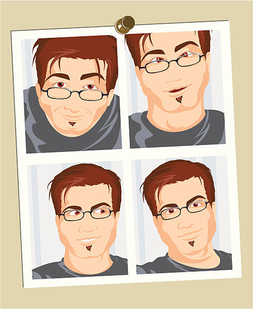 여권 사진 - cross eyed men adult making a face stock illustrations